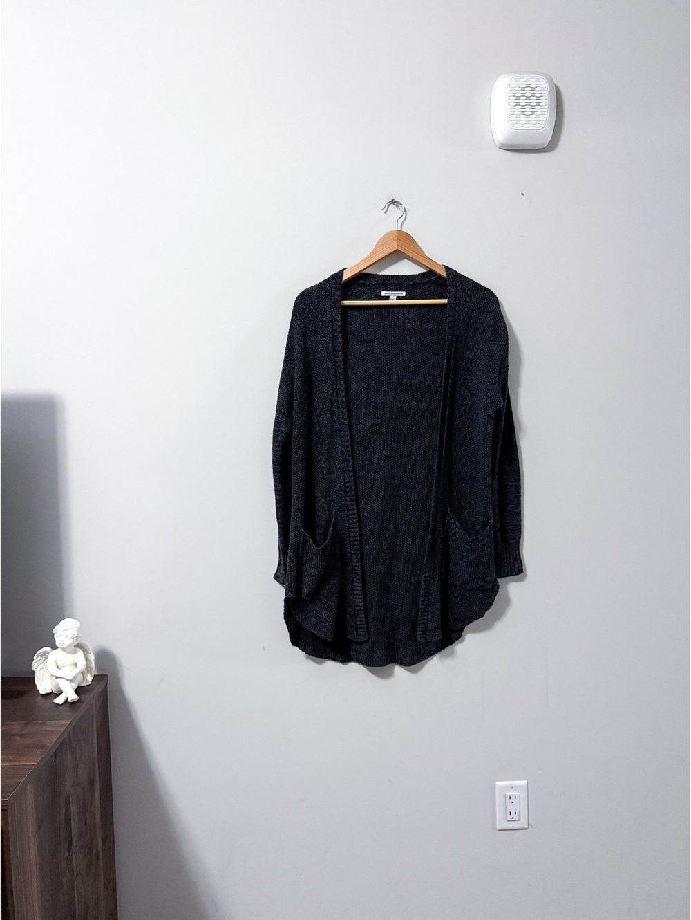 American Eagle Chunky Knit Black Longline Cardigan with Pockets Fall Casual